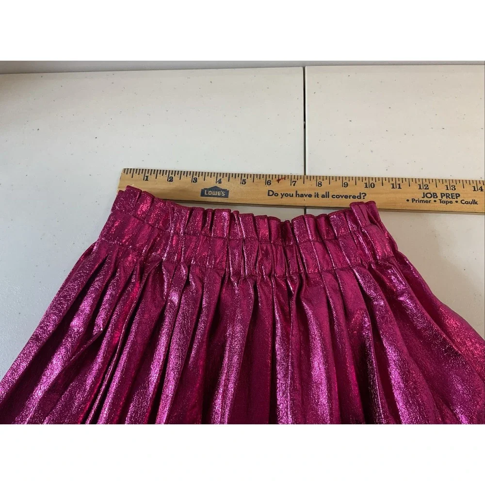 Lola & The Boys Girls Pink Foil Pleated Skirt EUC Size 14 Festive Preppy - Picture 5 of 7